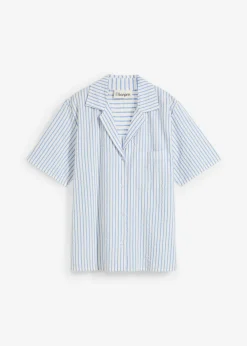 bonprix bonprix Conjuntos De Ropa|Esenciales>Blusa de algodón puro azul provenzal-blanco lana con rayas
