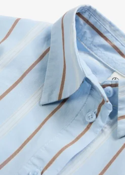 bonprix bonprix Esenciales|Camisas Y Blusas>Blusa de algodón puro azul pálido-blanco lana-marrón castaño-arena claro rayas verticales