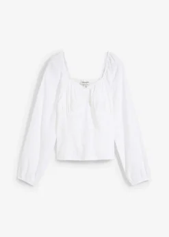 bonprix bonprix Camisas Y Blusas>Blusa de algodón puro con bordado calado Blanco