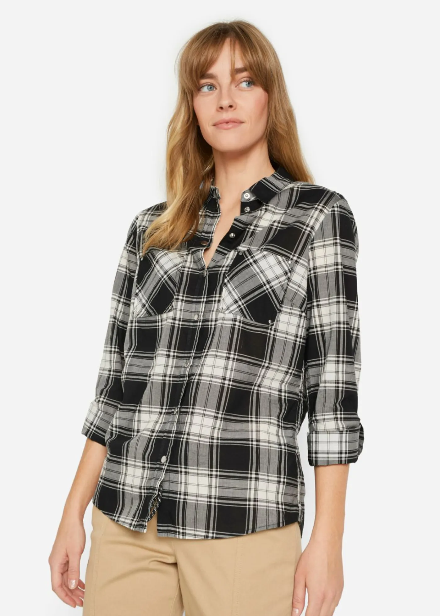 Mujer bonprix bonprix Blusa de cuadros de algodón puro