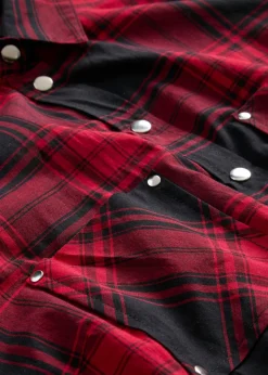 bonprix bonprix Camisas Y Blusas>Blusa de cuadros de algodón puro Rojo-negro a cuadros