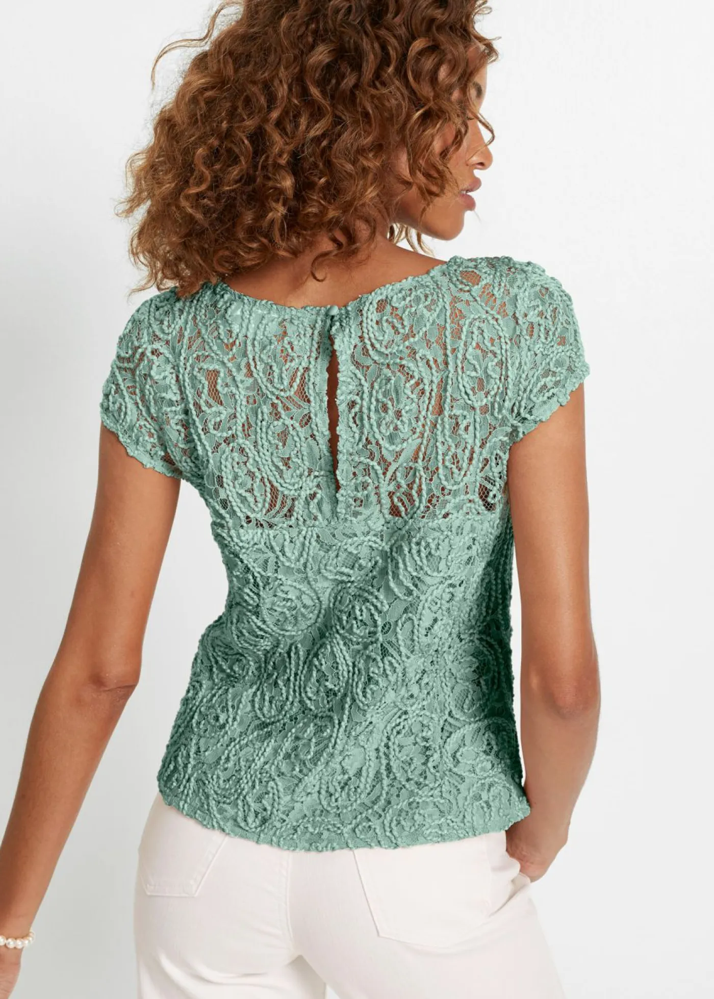 bonprix bonprix Camisas Y Blusas>Blusa de encaje Verde pastel