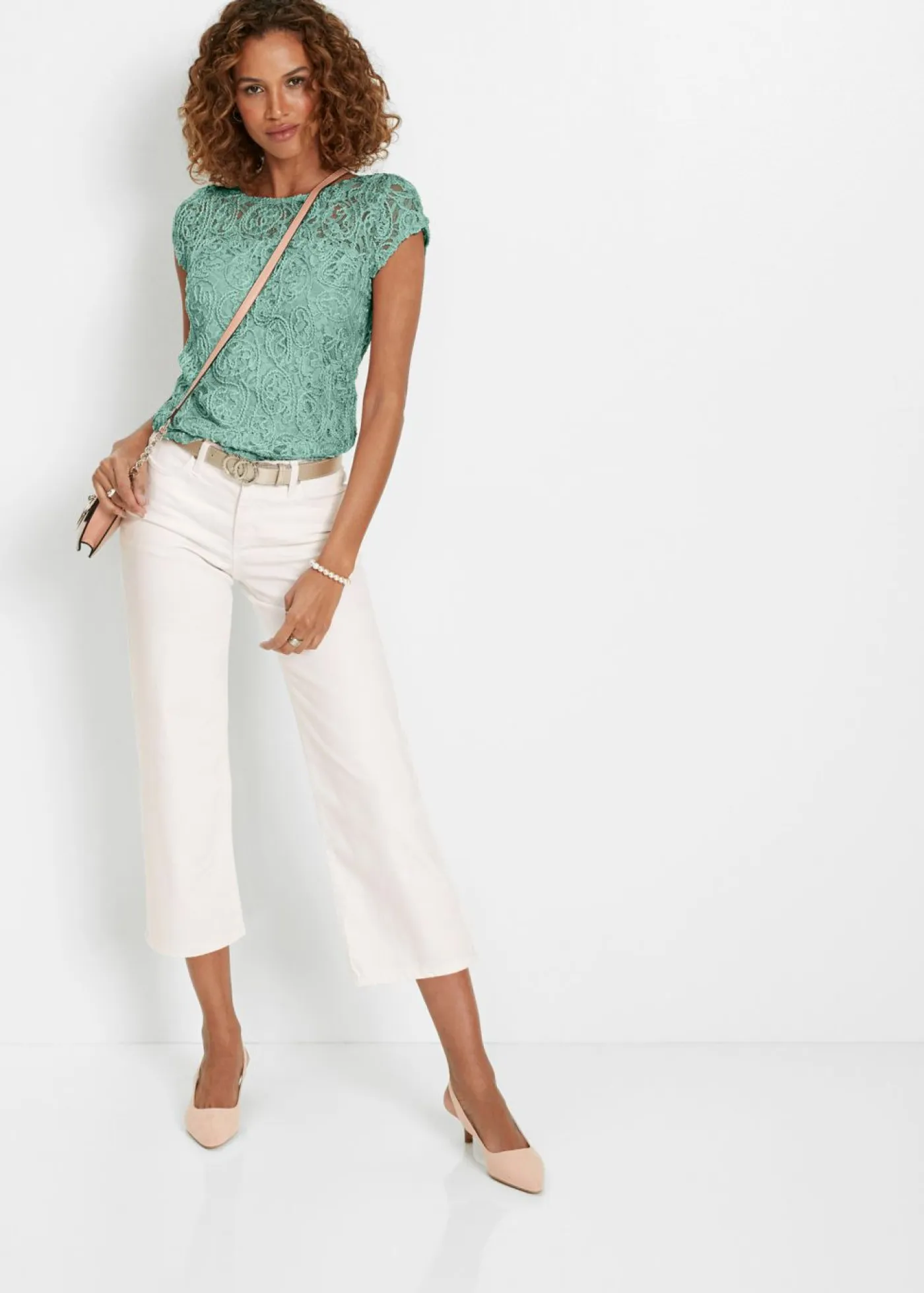 bonprix bonprix Camisas Y Blusas>Blusa de encaje Verde pastel