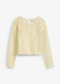 Niños bonprix bonprix Blusa de encaje con top de punto (2 piezas)