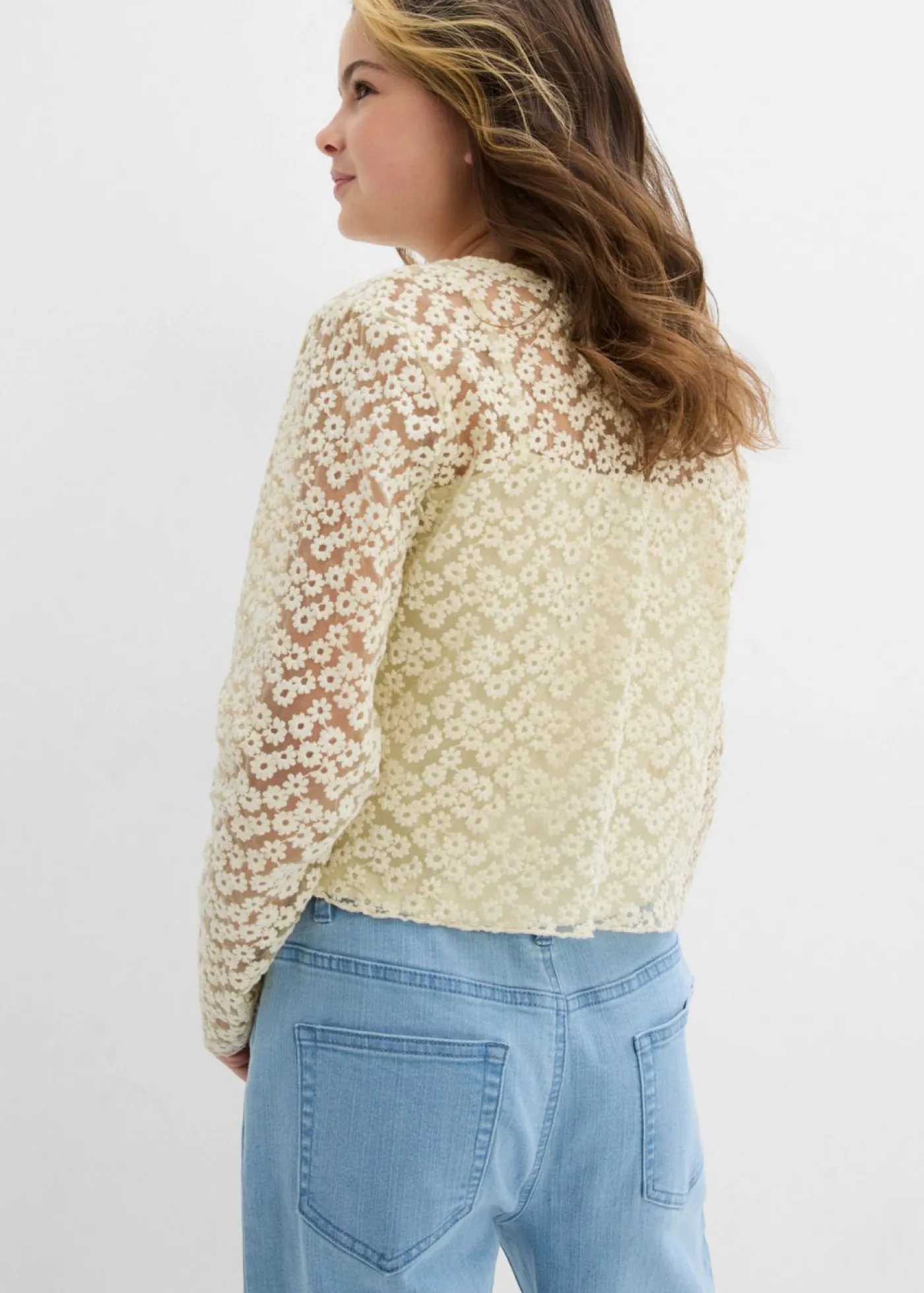 Niños bonprix bonprix Blusa de encaje con top de punto (2 piezas)