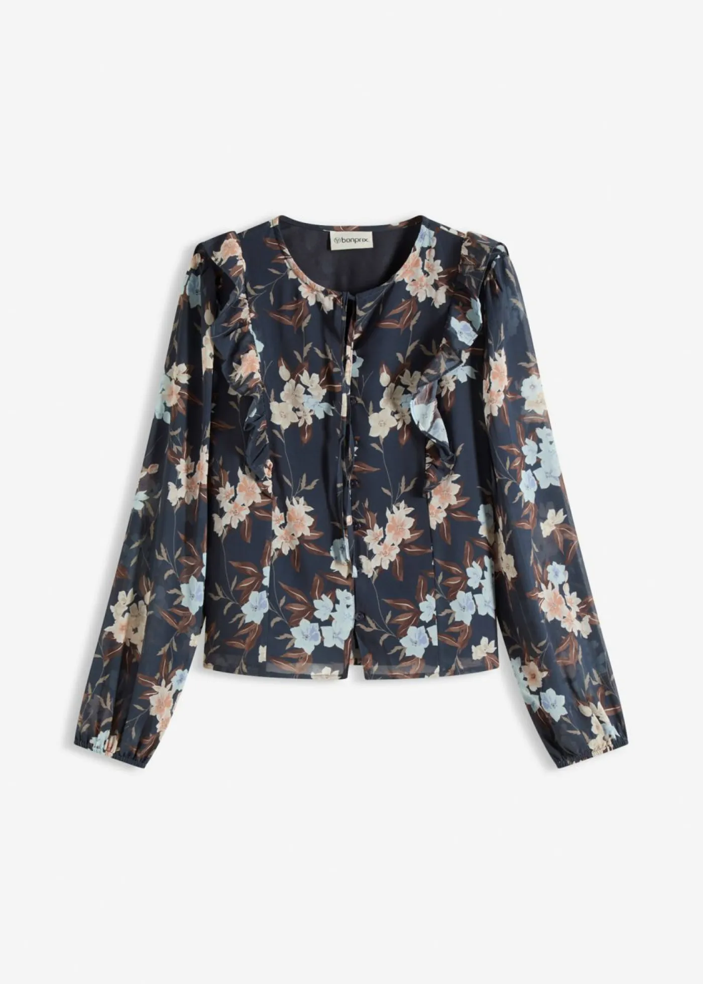 bonprix bonprix Camisas Y Blusas>Blusa de gasa azul oscuro-azul hielo