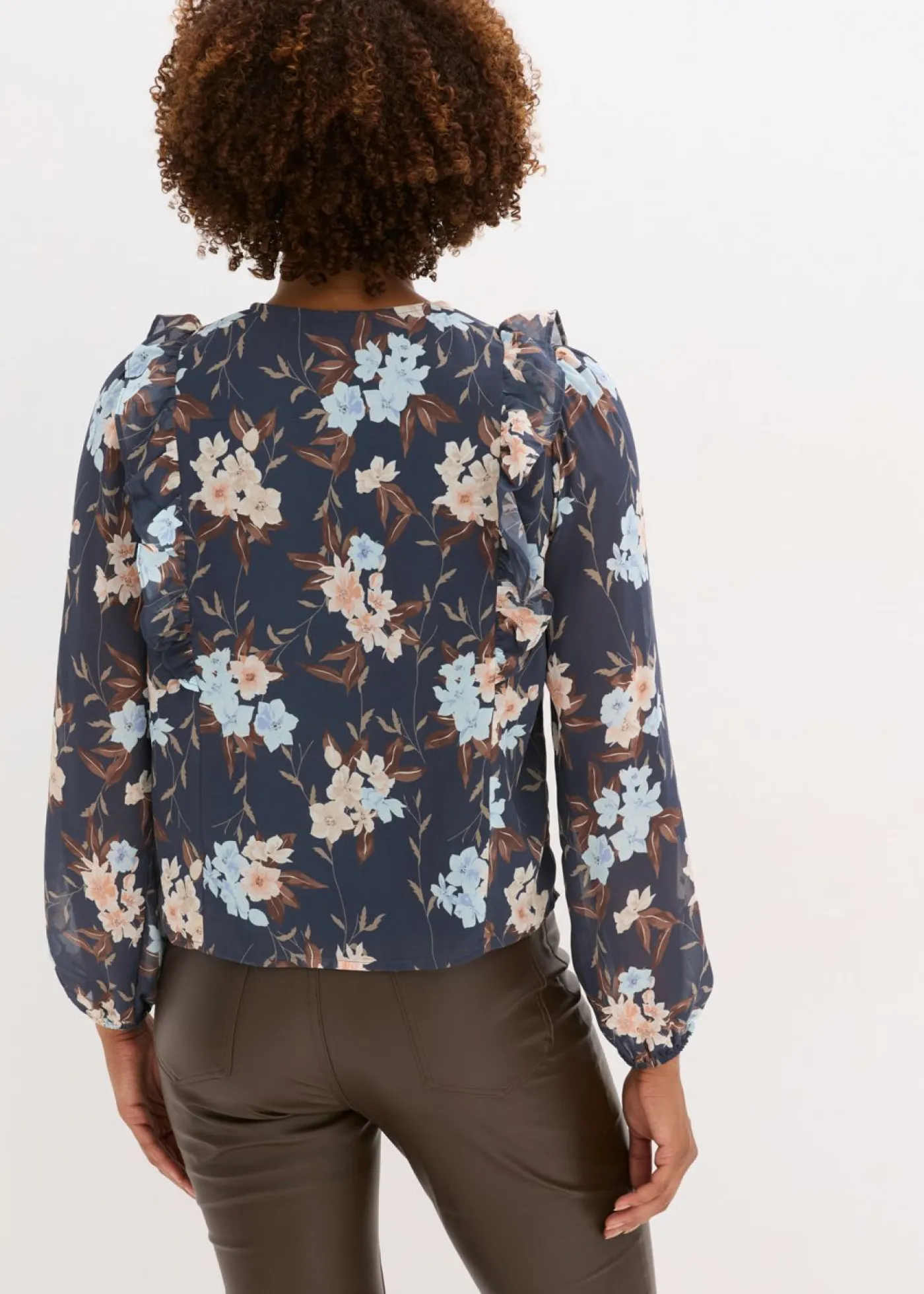 bonprix bonprix Camisas Y Blusas>Blusa de gasa azul oscuro-azul hielo