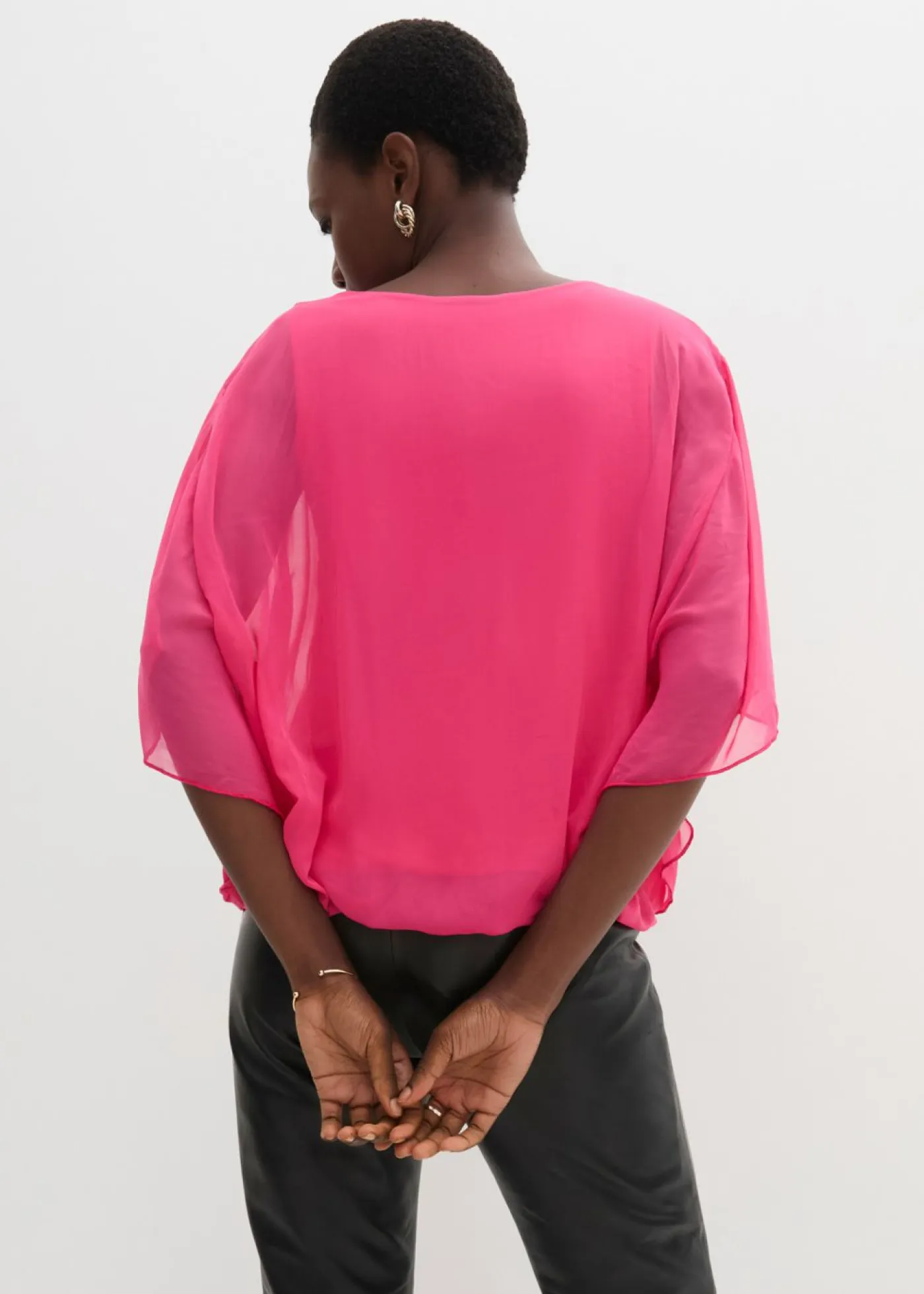 bonprix bonprix Camisas Y Blusas|Novedades>Blusa de gasa con camiseta interior Rosa oscuro