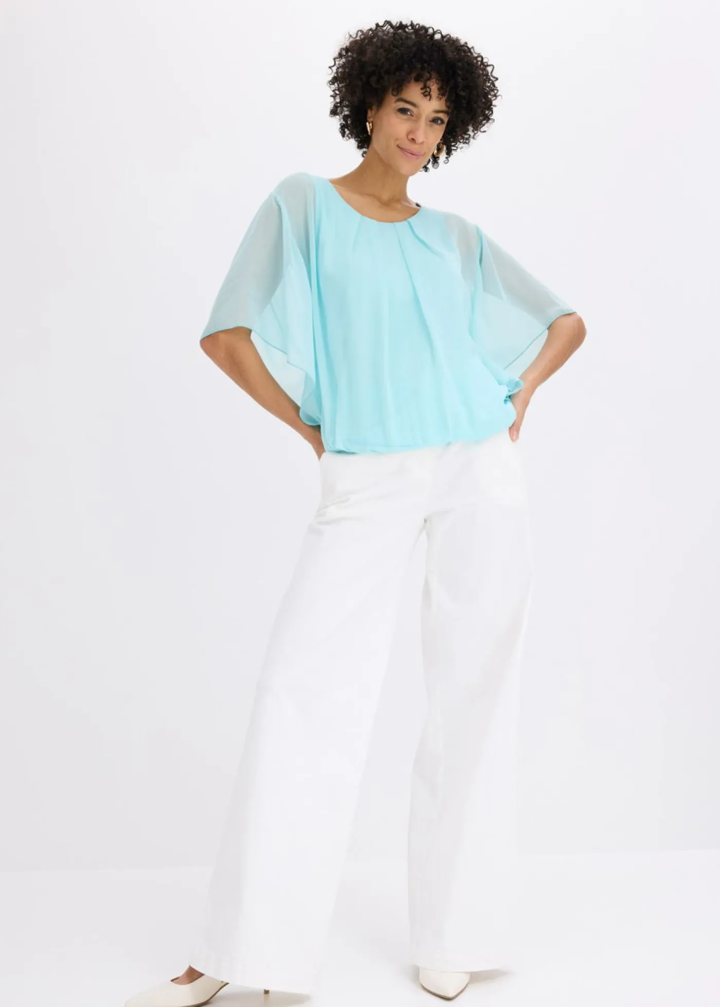 Mujer bonprix bonprix Blusa de gasa con camiseta interior