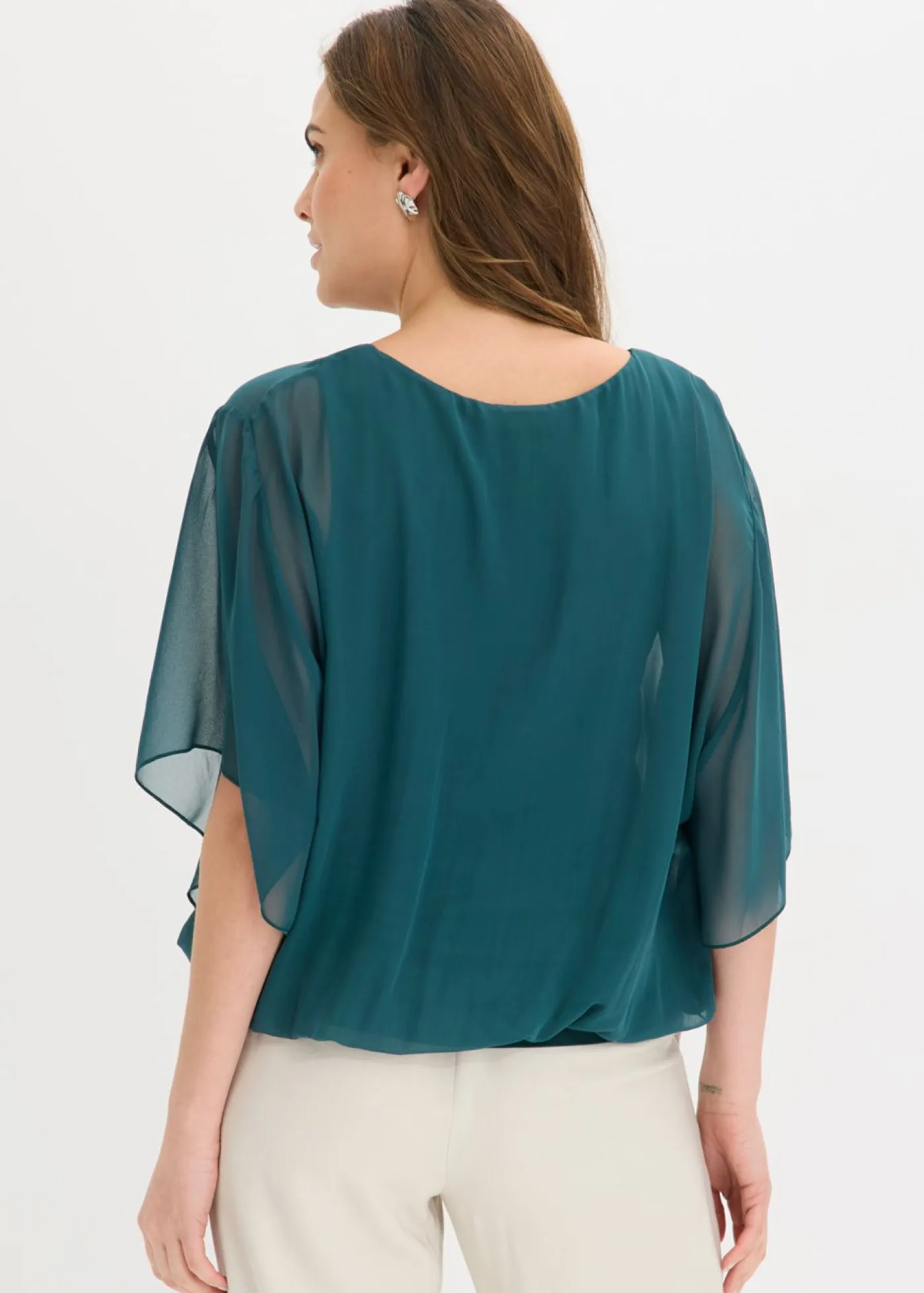 bonprix bonprix Camisas Y Blusas|Novedades>Blusa de gasa con camiseta interior Verde intenso