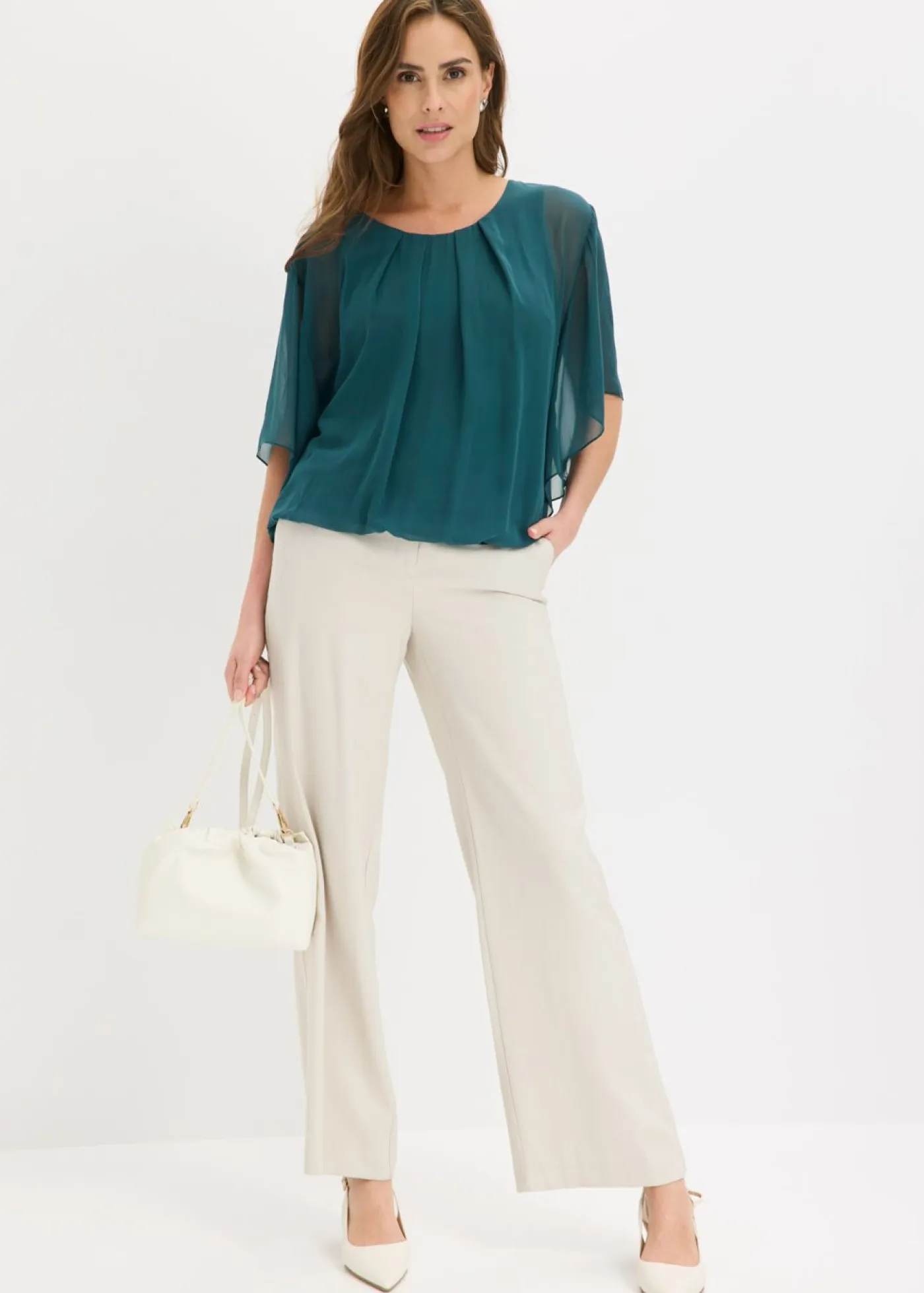 bonprix bonprix Camisas Y Blusas|Novedades>Blusa de gasa con camiseta interior Verde intenso