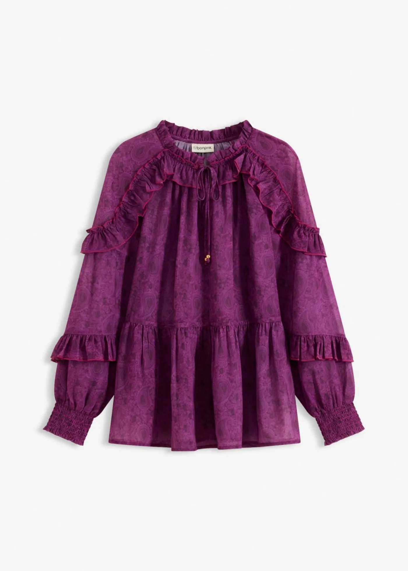 Mujer bonprix bonprix Blusa de gasa con volantes