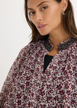 Mujer bonprix bonprix Blusa de gasa estampada con bordado