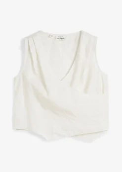 Mujer bonprix bonprix Blusa de lino puro con efecto cruzado