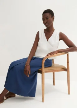 Mujer bonprix bonprix Blusa de lino puro con efecto cruzado