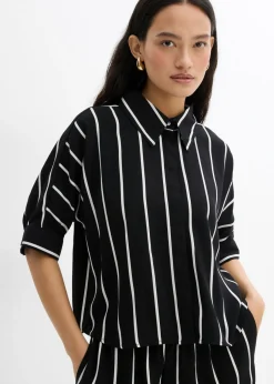 Mujer bonprix bonprix Blusa de manga corta con crepé estructurado