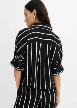 Mujer bonprix bonprix Blusa de manga corta con crepé estructurado
