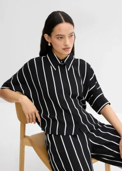 Mujer bonprix bonprix Blusa de manga corta con crepé estructurado