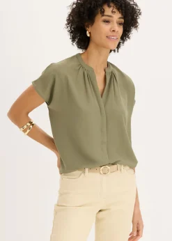 Mujer bonprix bonprix Blusa de manga corta con botones ocultos
