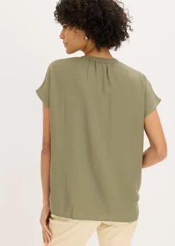 Mujer bonprix bonprix Blusa de manga corta con botones ocultos