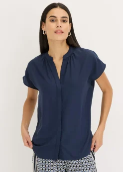 Mujer bonprix bonprix Blusa de manga corta con botones ocultos