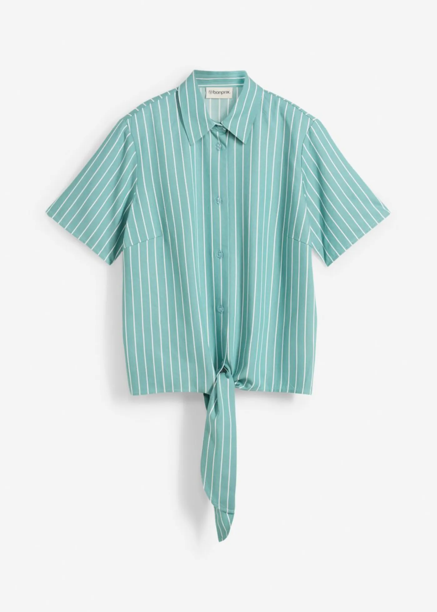 Mujer bonprix bonprix Blusa de manga corta con detalle de nudo y diseño a rayas