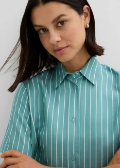 Mujer bonprix bonprix Blusa de manga corta con detalle de nudo y diseño a rayas