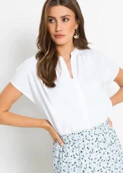 Mujer bonprix bonprix Blusa de manga corta con botones ocultos