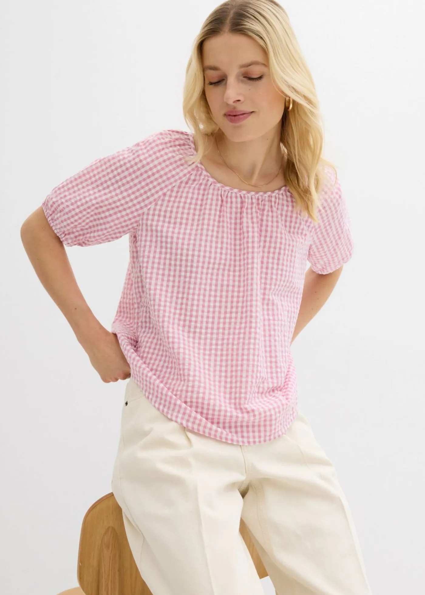 Mujer bonprix bonprix Blusa de manga corta de algodón puro