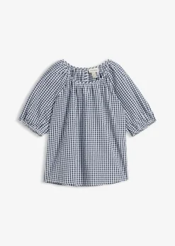 bonprix bonprix Camisas Y Blusas|Novedades>Blusa de manga corta de algodón puro Azul marino-blanco