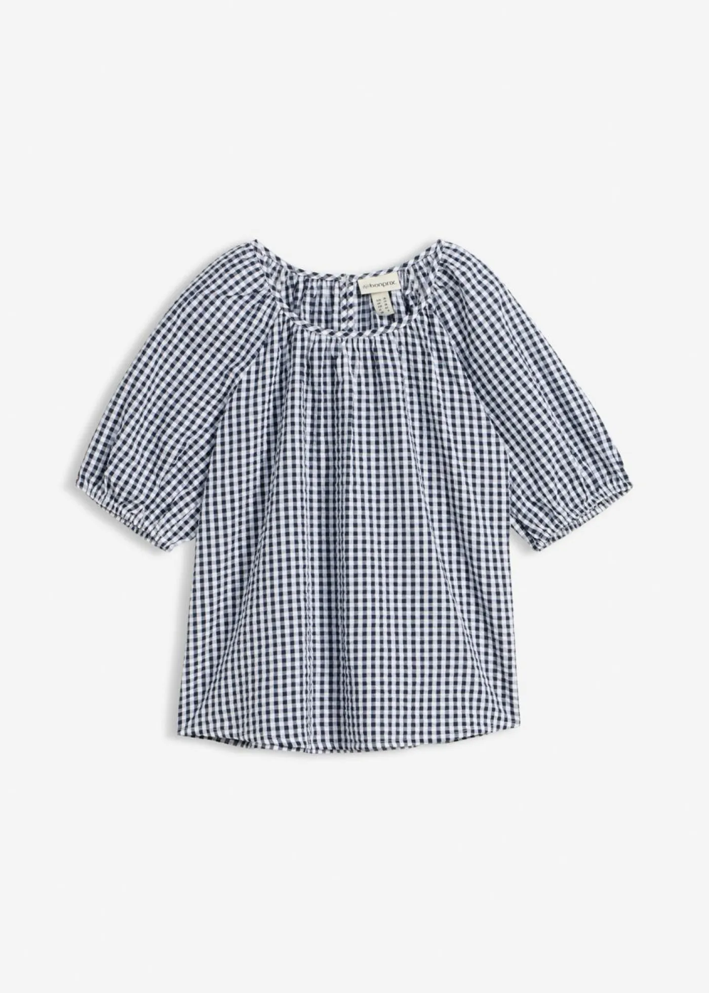bonprix bonprix Camisas Y Blusas|Novedades>Blusa de manga corta de algodón puro Azul marino-blanco