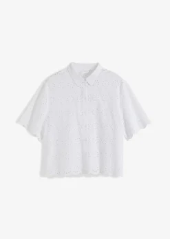 bonprix bonprix Camisas Y Blusas>Blusa de manga corta de algodón puro Blanco