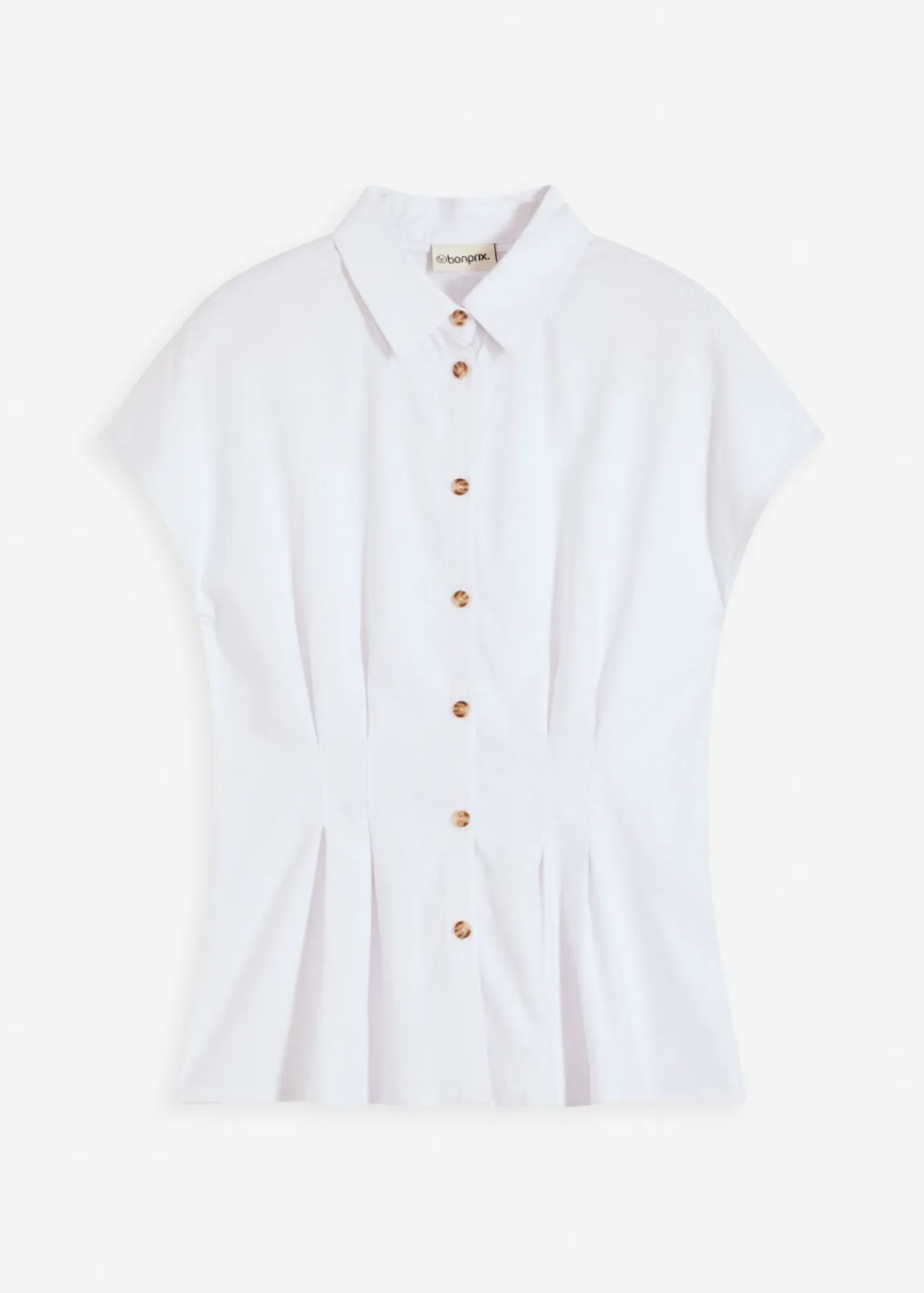 bonprix bonprix Camisas Y Blusas>Blusa de manga corta de mezcla de lino vaporoso Blanco