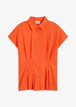 Mujer bonprix bonprix Blusa de manga corta de mezcla de lino vaporoso