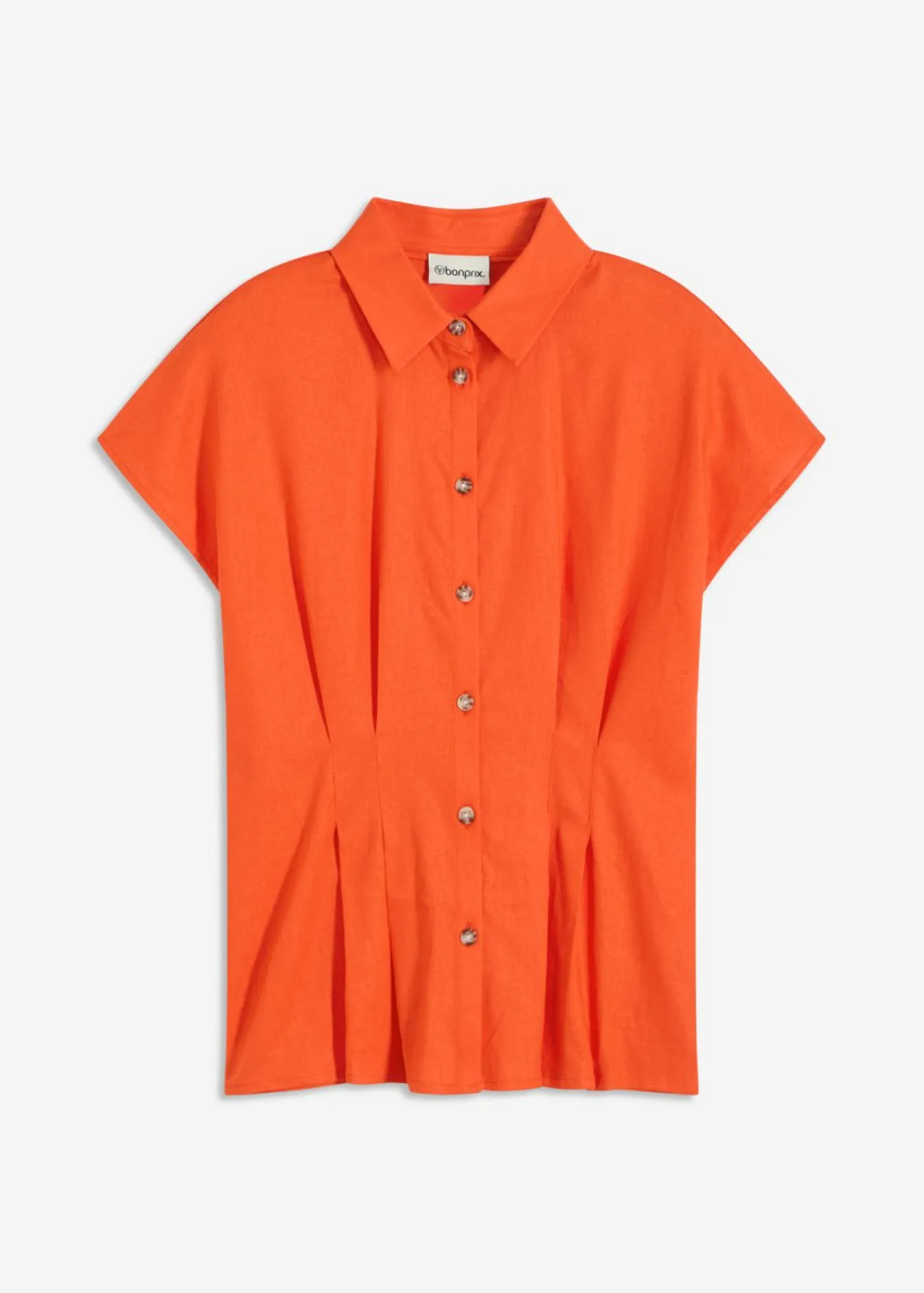 Mujer bonprix bonprix Blusa de manga corta de mezcla de lino vaporoso