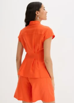 Mujer bonprix bonprix Blusa de manga corta de mezcla de lino vaporoso