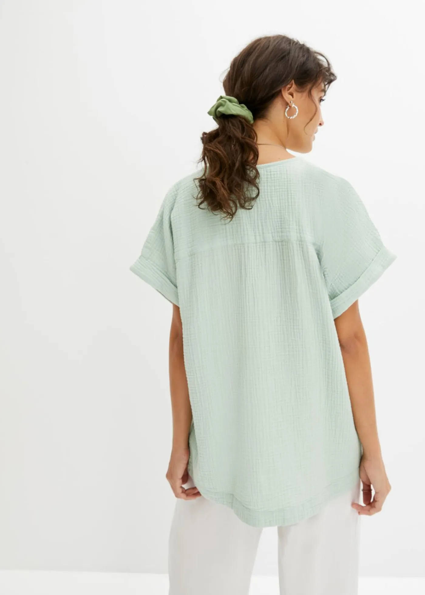 bonprix bonprix Camisas Y Blusas>Blusa de manga corta de muselina Verde pastel