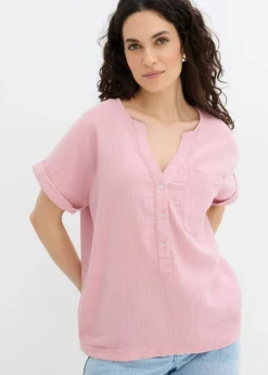 Mujer bonprix bonprix Blusa de manga corta de muselina