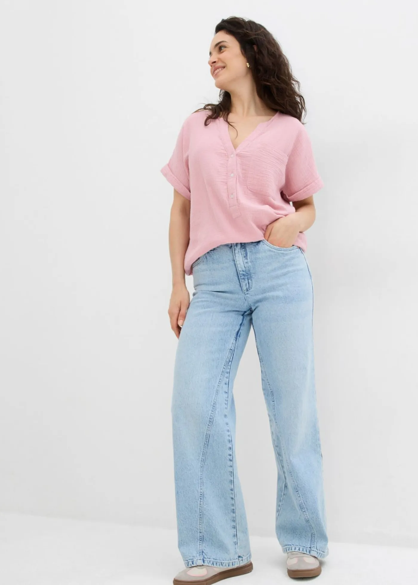 Mujer bonprix bonprix Blusa de manga corta de muselina