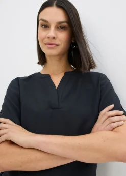 Mujer bonprix bonprix Blusa de manga corta de mezcla de viscosa firme