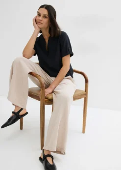 Mujer bonprix bonprix Blusa de manga corta de mezcla de viscosa firme