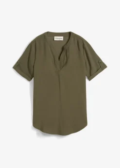 Mujer bonprix bonprix Blusa de manga corta de mezcla de viscosa firme