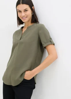 Mujer bonprix bonprix Blusa de manga corta de mezcla de viscosa firme