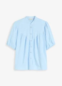 bonprix bonprix Camisas Y Blusas>Blusa de manga corta de muselina Azul claro