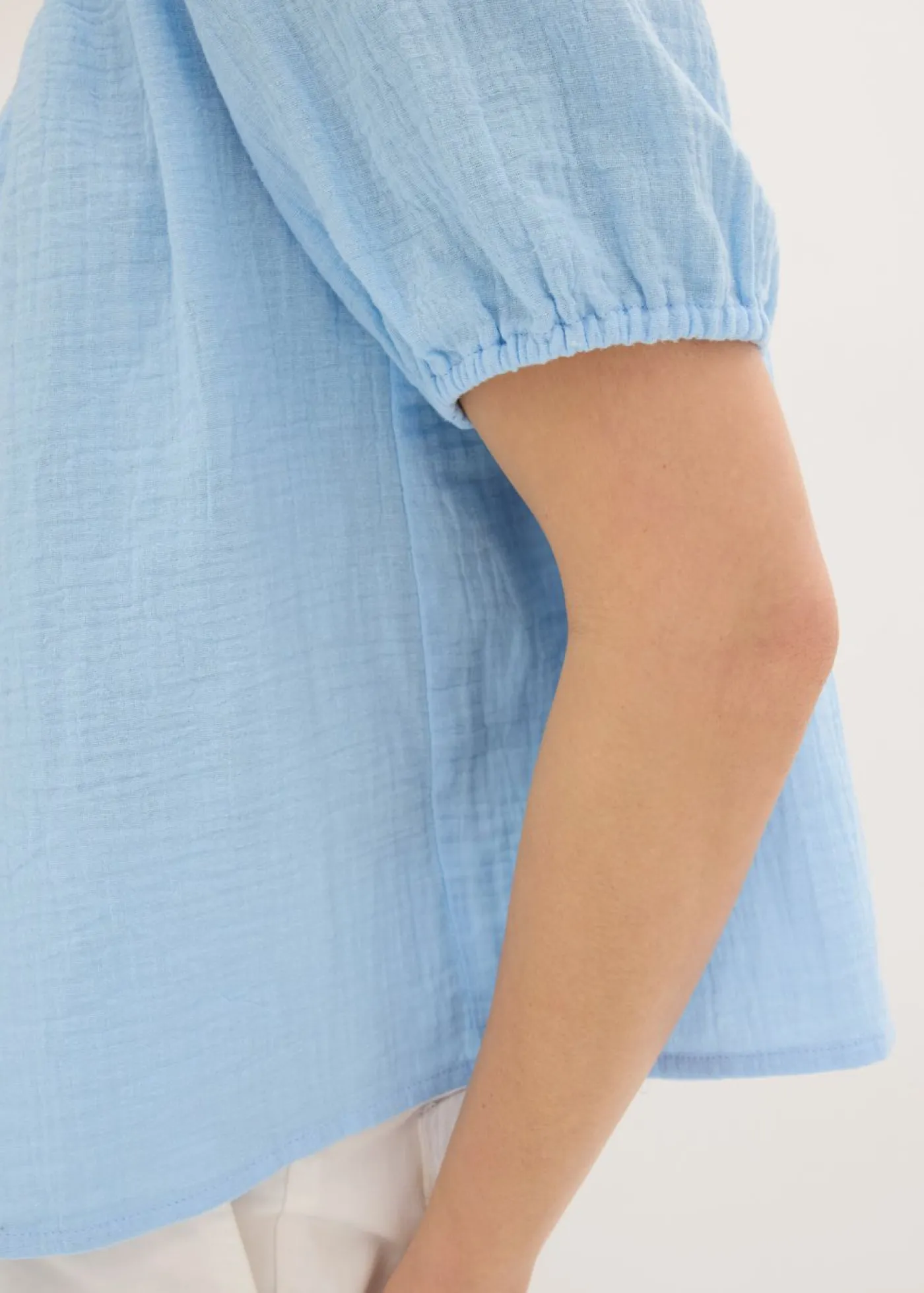 bonprix bonprix Camisas Y Blusas>Blusa de manga corta de muselina Azul claro