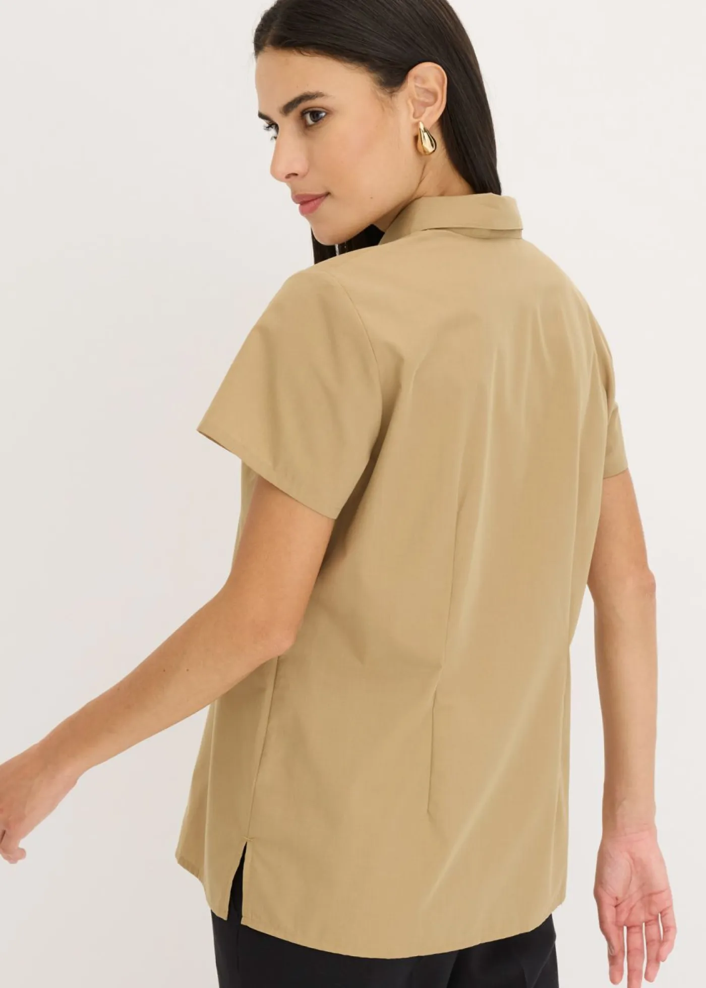 bonprix bonprix Camisas Y Blusas>Blusa de manga corta de popelín oliva pálido