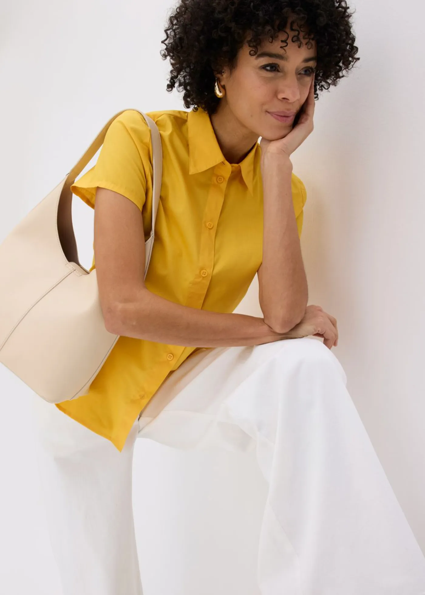 bonprix bonprix Camisas Y Blusas>Blusa de manga corta de popelín azafrán