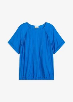 bonprix bonprix Camisas Y Blusas>Blusa de manga corta de suave mezcla de viscosa Azul ártico