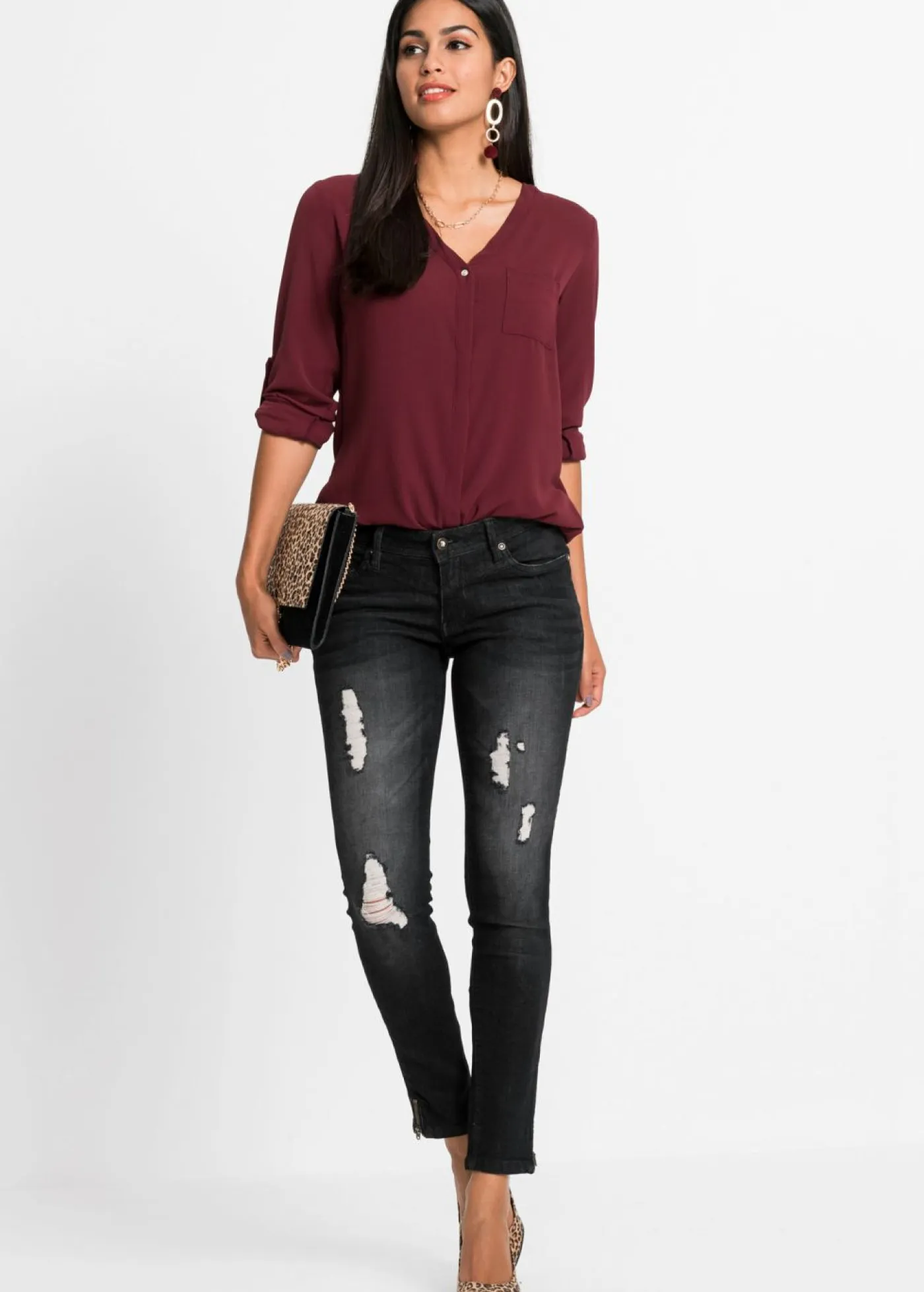 bonprix bonprix Camisas Y Blusas>Blusa de manga larga Granate