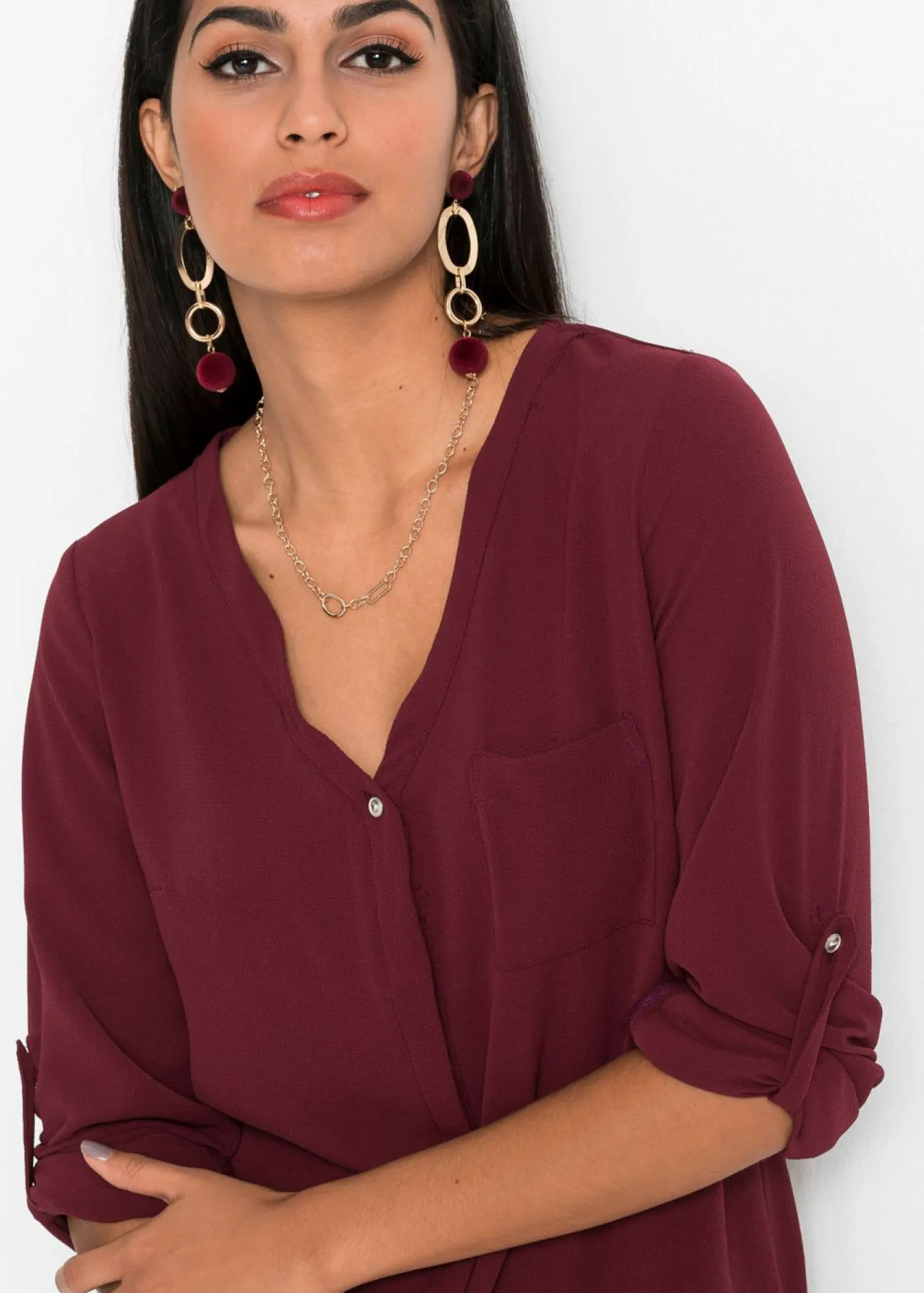 bonprix bonprix Camisas Y Blusas>Blusa de manga larga Granate